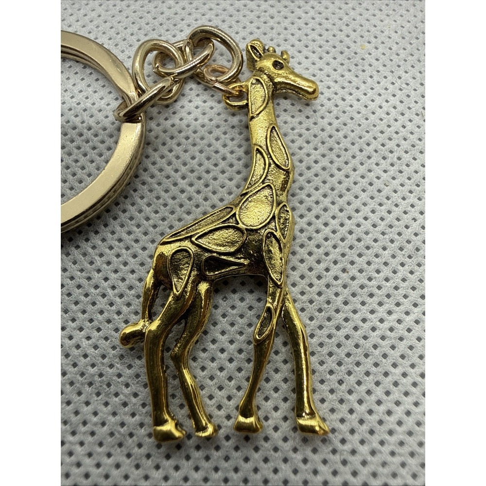 Giraffe Key Chain Gold Color 2” - Picture 2 of 13